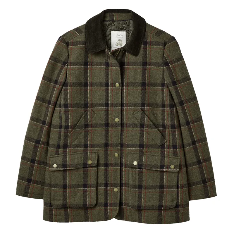 Joules Women's Berkley Tweed Fieldcoat - Green Tweed